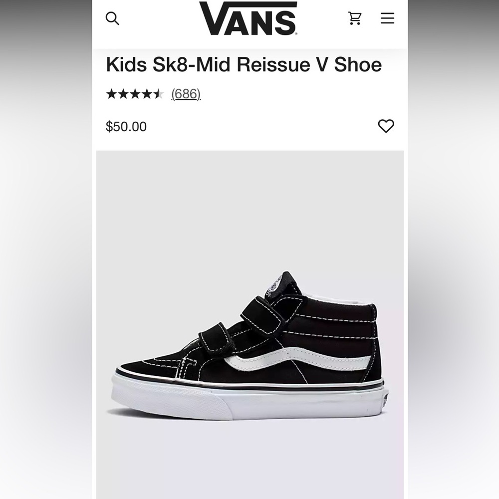 Vans kids sk8 mid reissue sneaker size 1